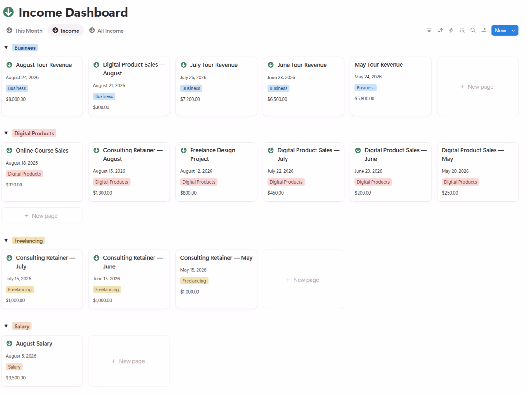 Income Dashboard