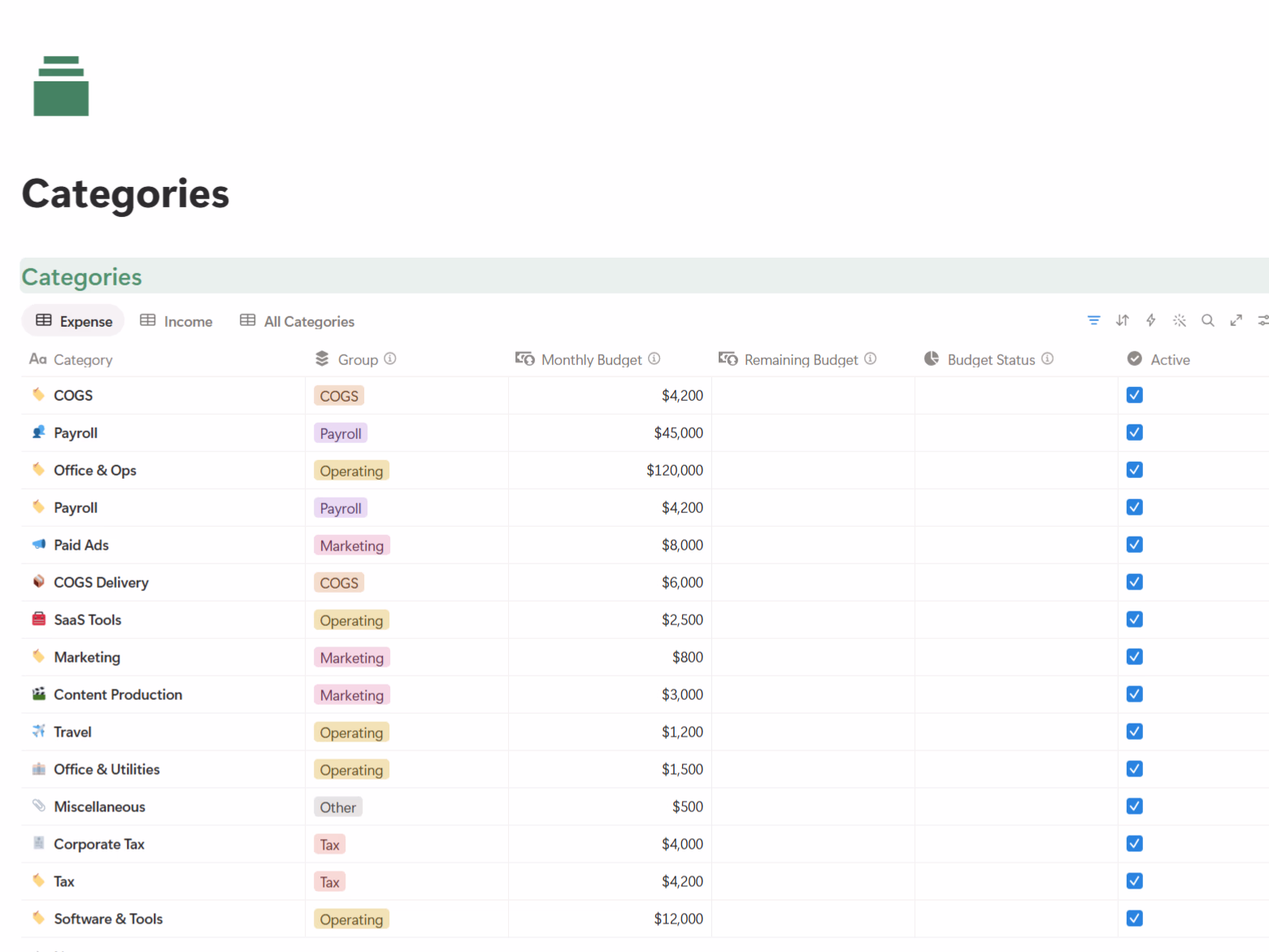 Categories - Business OS