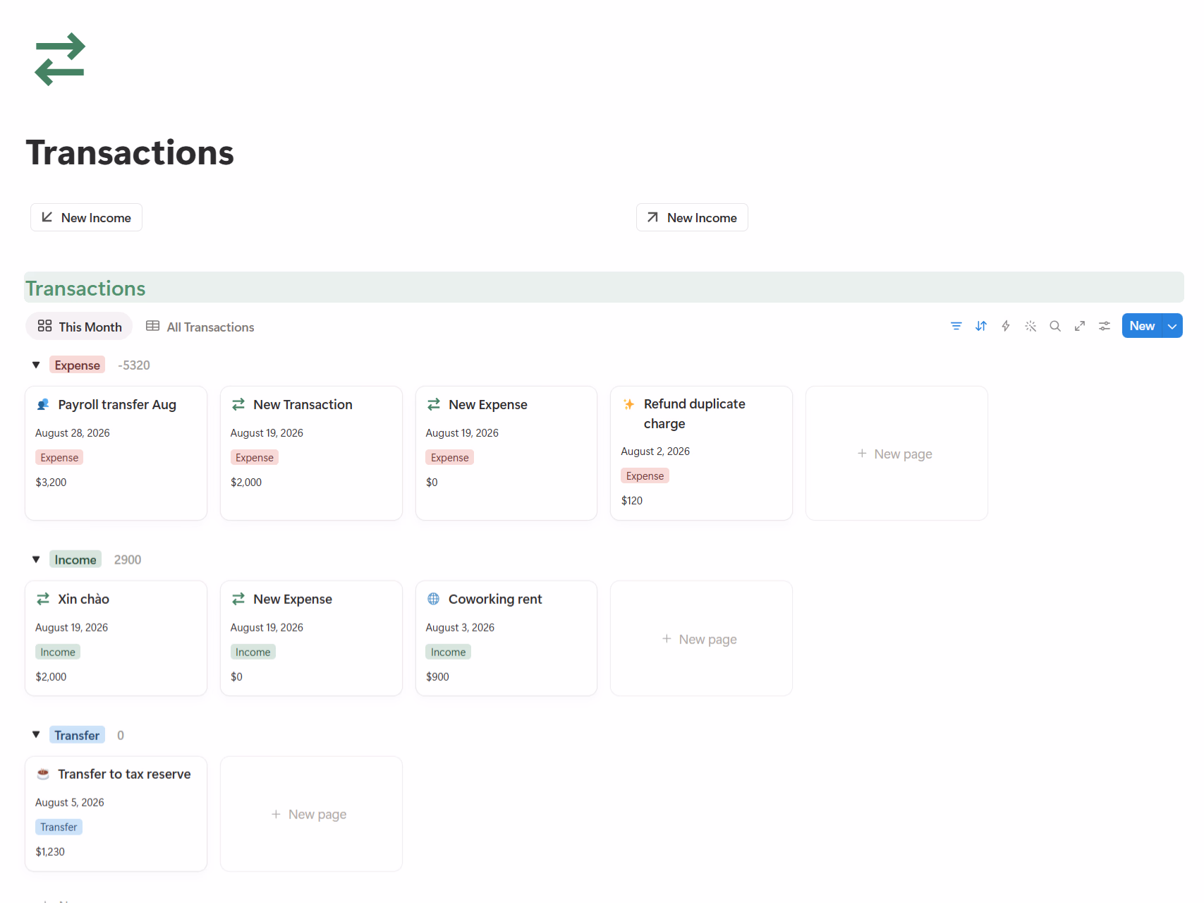 Transactions - Business OS