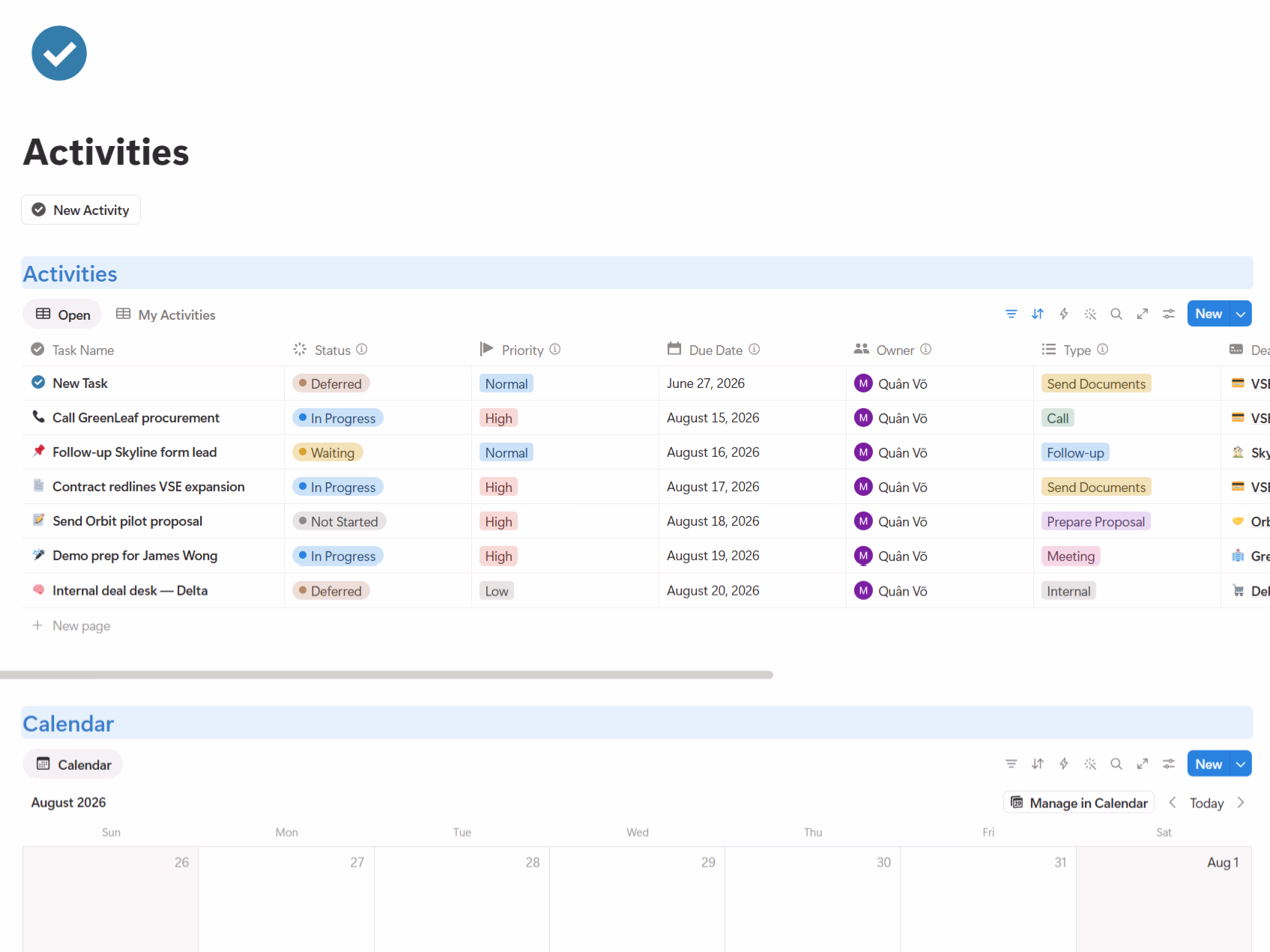 Activities - Business OS