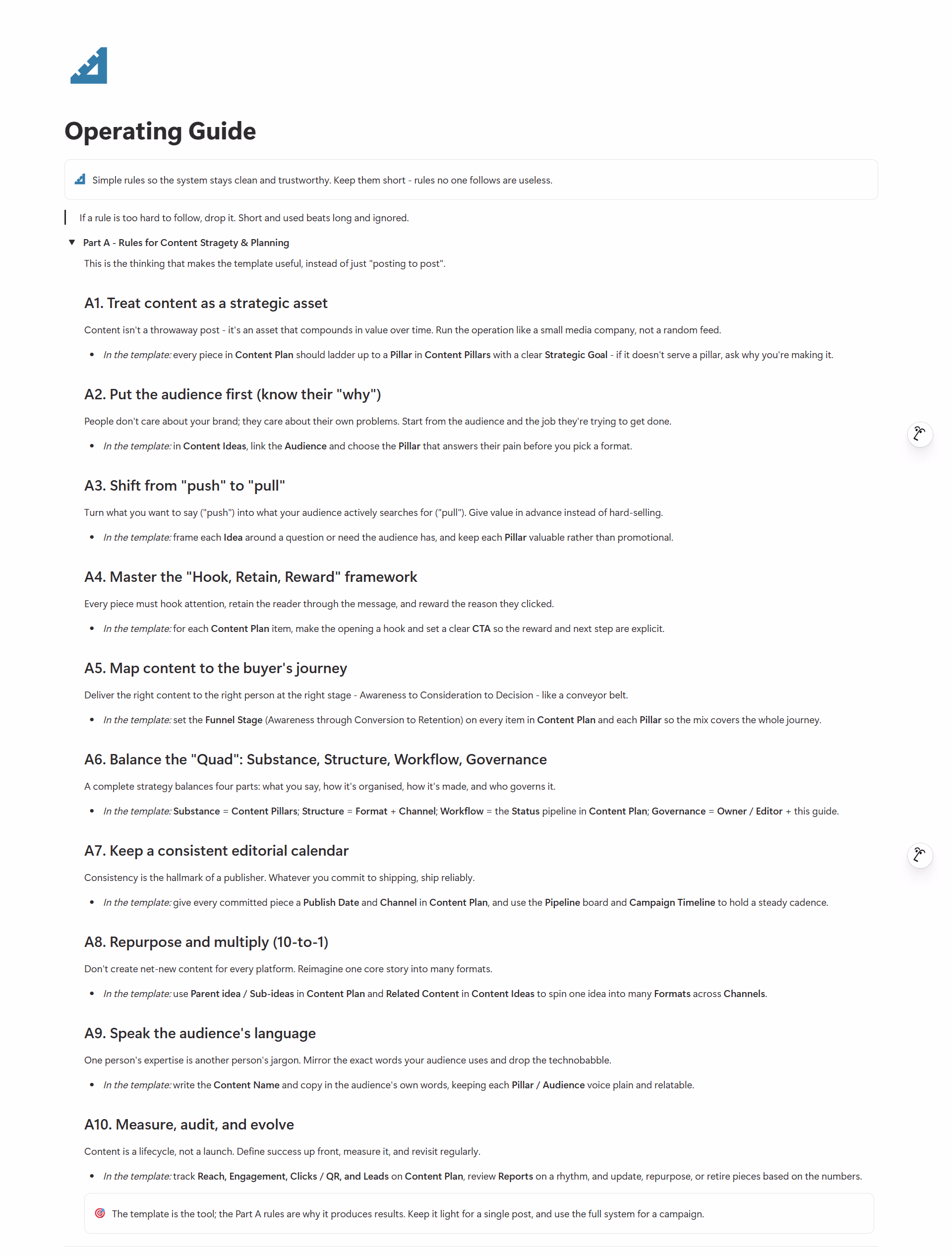 Operating Guide - Content Planner