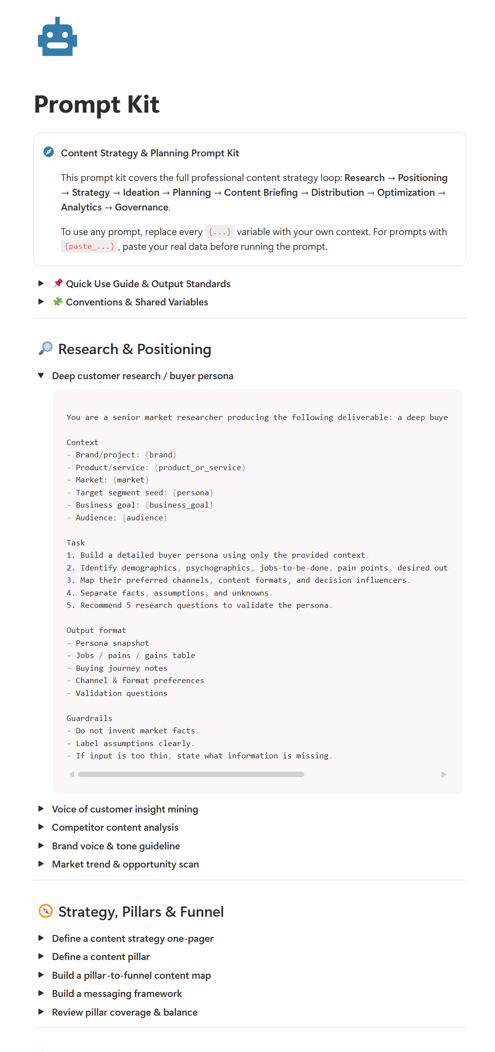 AI Prompt Kit - Content Planner
