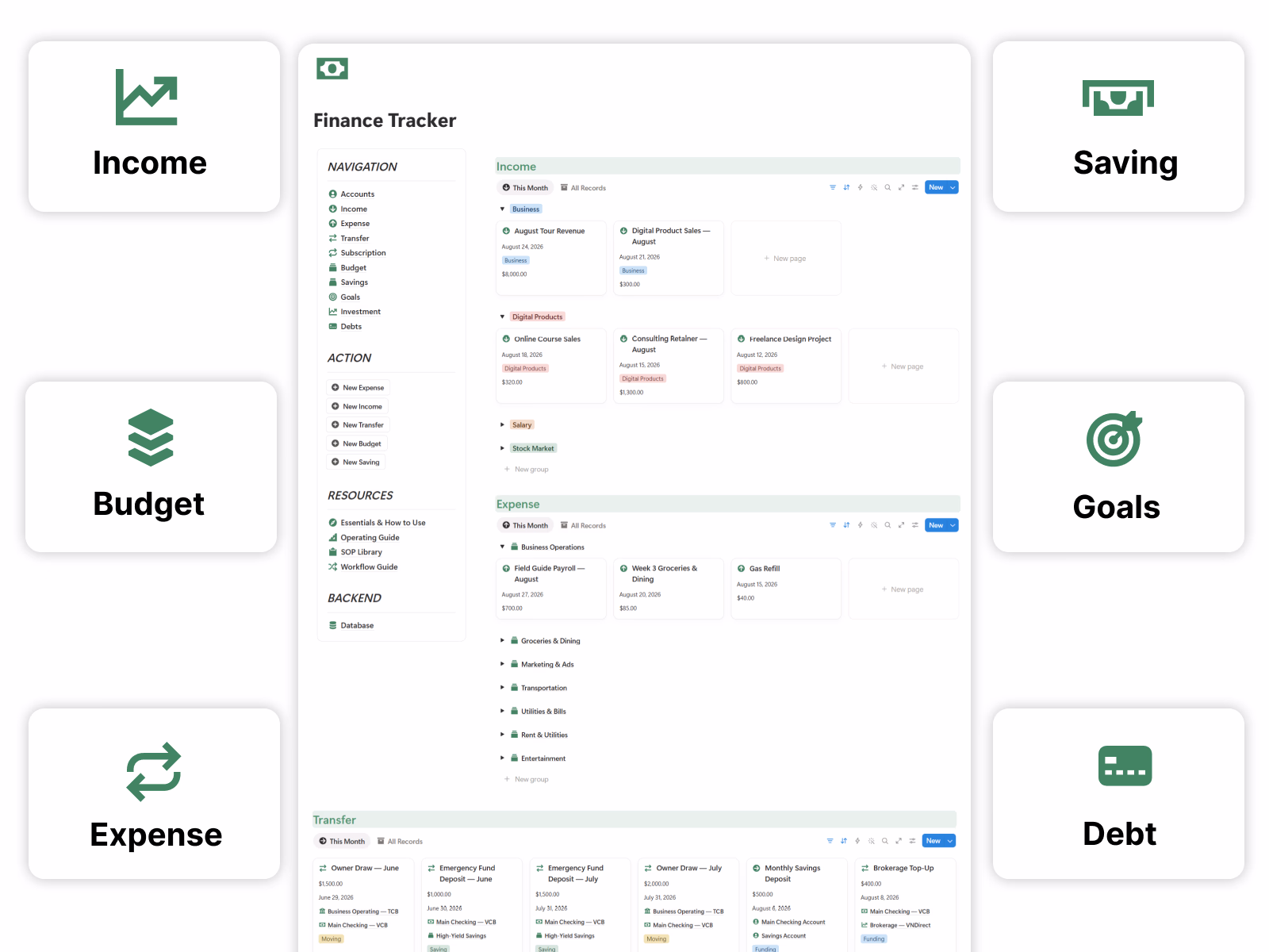 See all your money at a glance - Finance Tracker