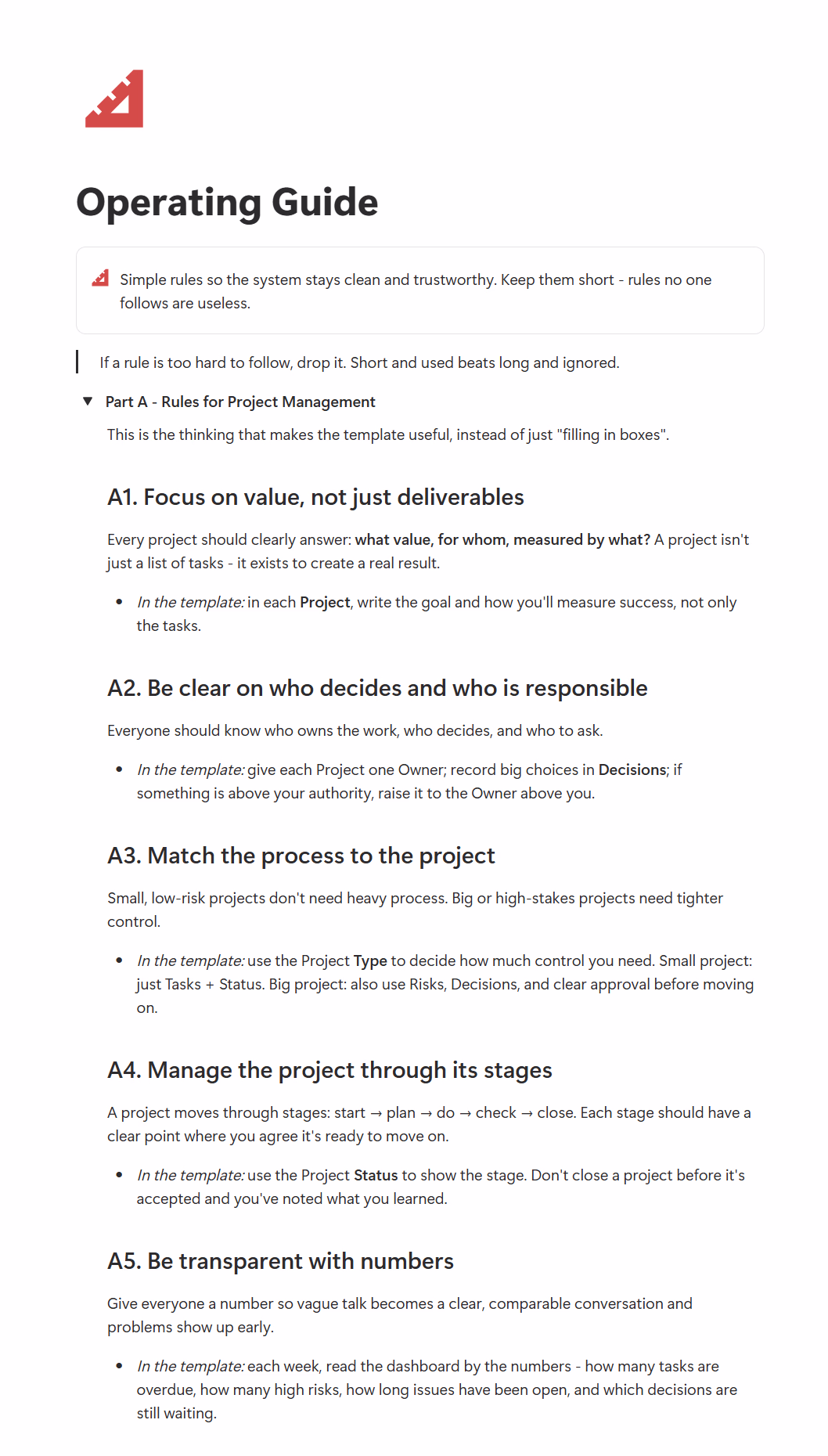 Operating Guide - Project Management