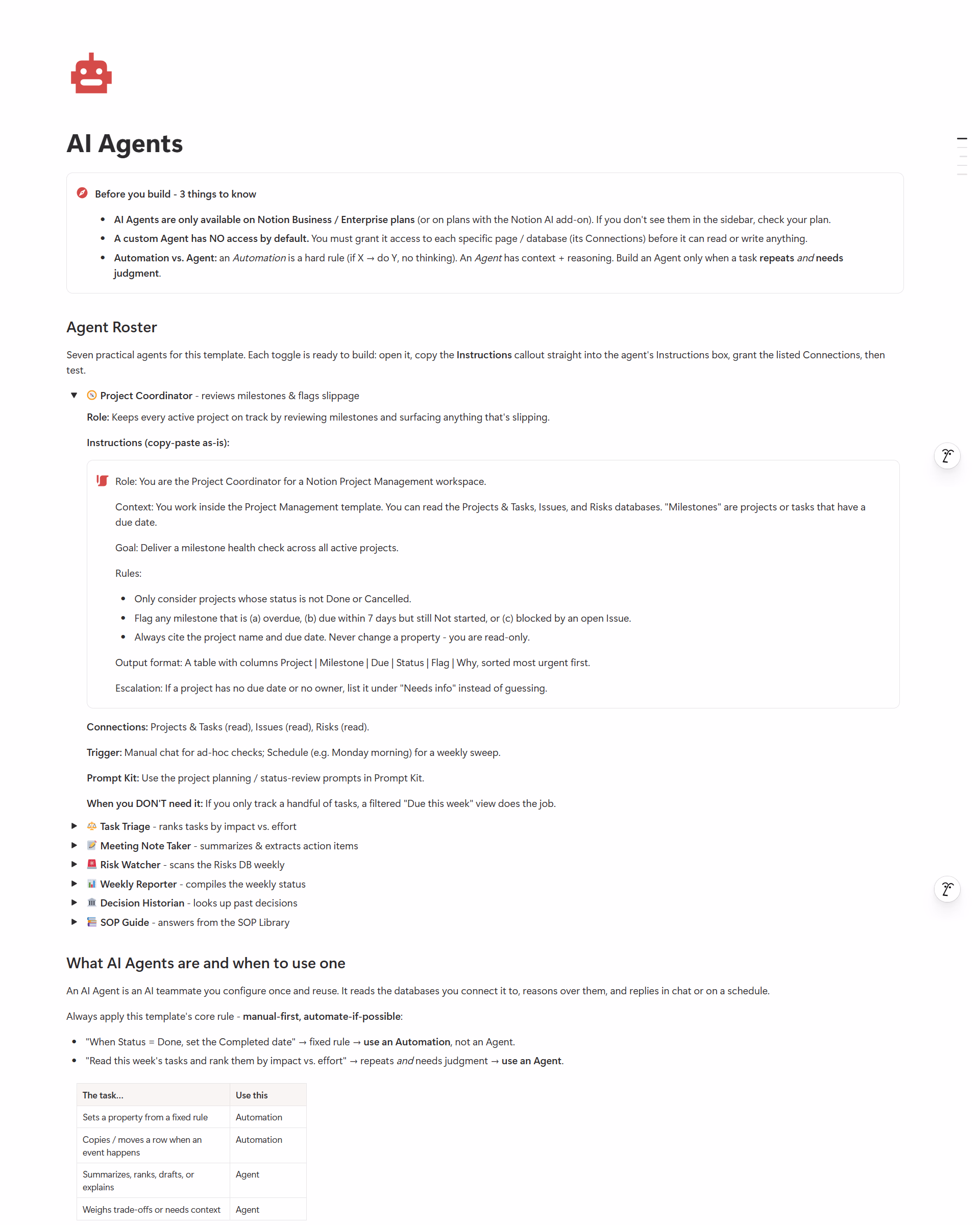 AI Agents Guide - Project Management