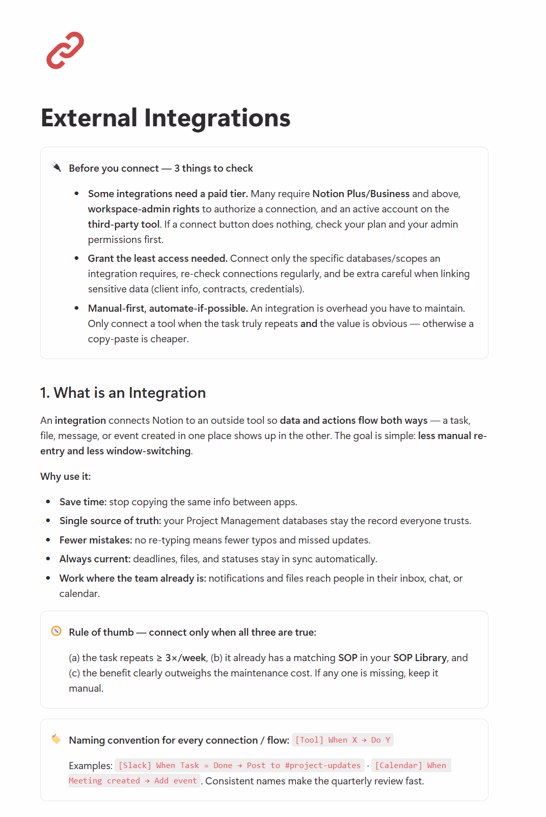 Integrations Guide - Project Management