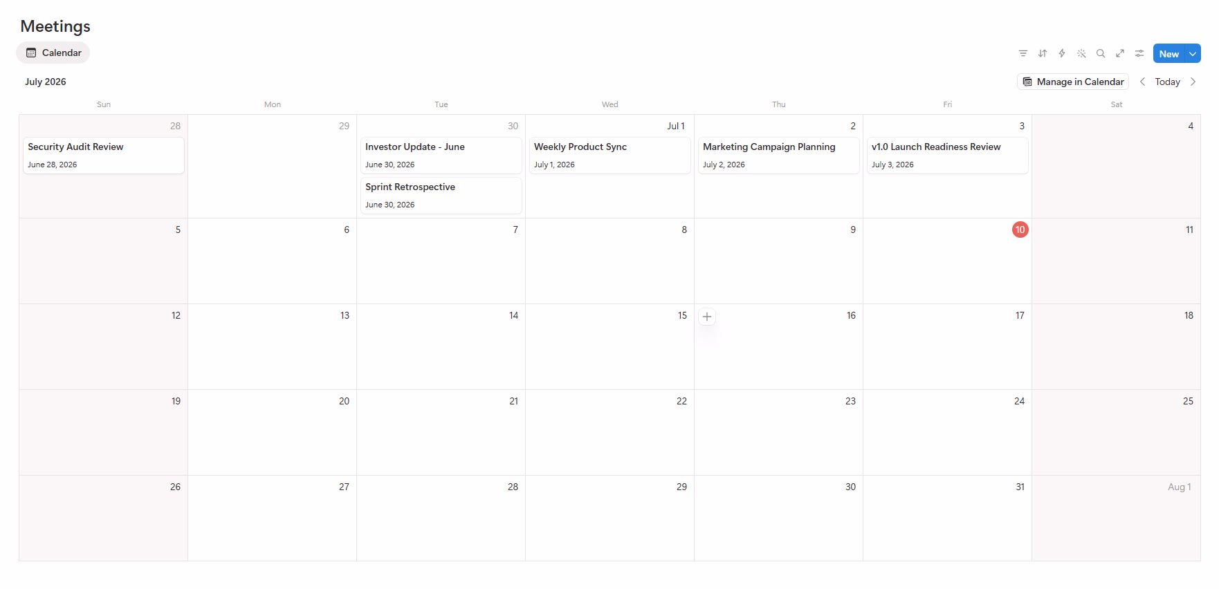 Meetings Database - Project Management