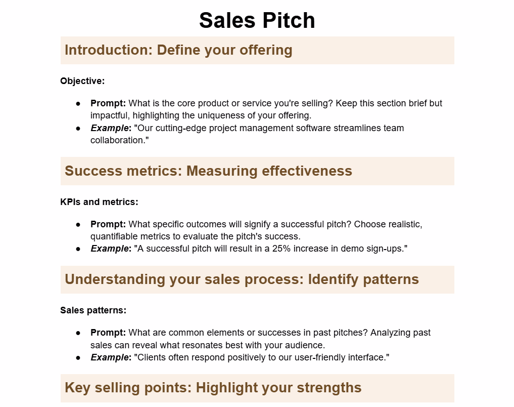 Sales Pitch preview