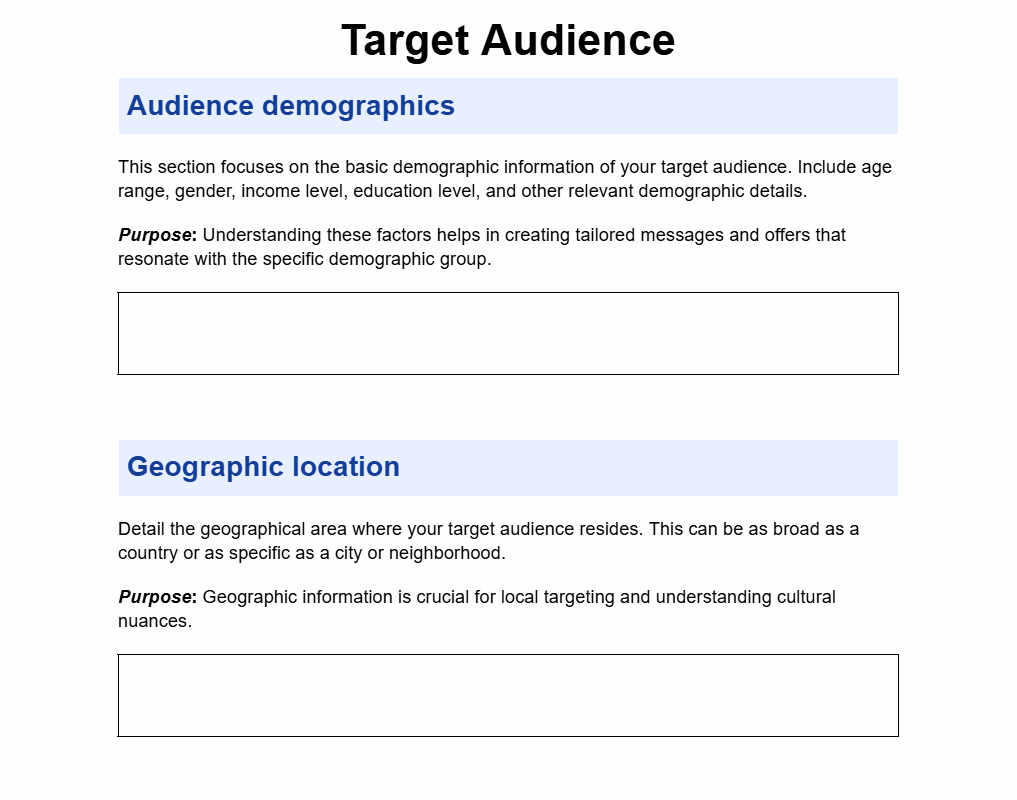 Target Audience preview