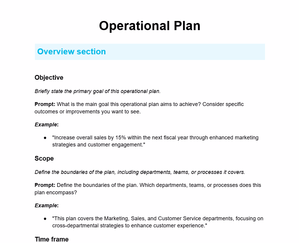 Operational Plan preview